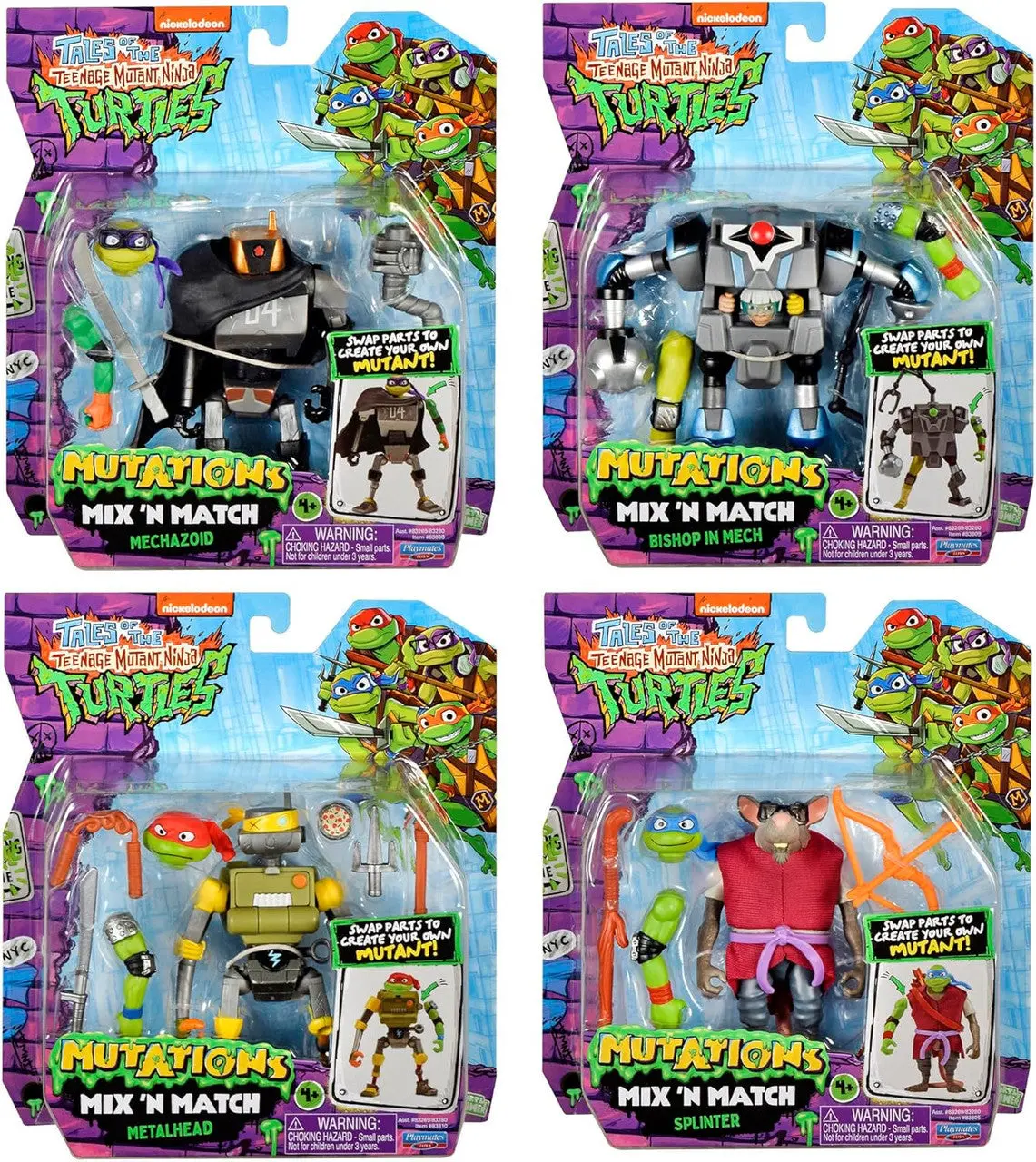 Tales Of Teenage Mutant Ninja Turtles Mix 'N Match 4-Pack: Mechazoid Bishop Metalhead Splinter 80983 Low Stock 1