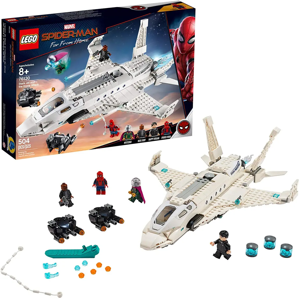 Lego Marvel - Spider-Man: Far From Home (2019) Stark Jet And The Drone Attack Building Toy Set 76130 Low Stock 1