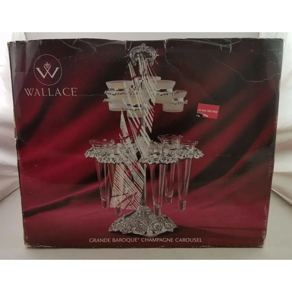 Wallace Grande Baroque Champagne Carousel Silverplated Tealights Flutes W612120 1