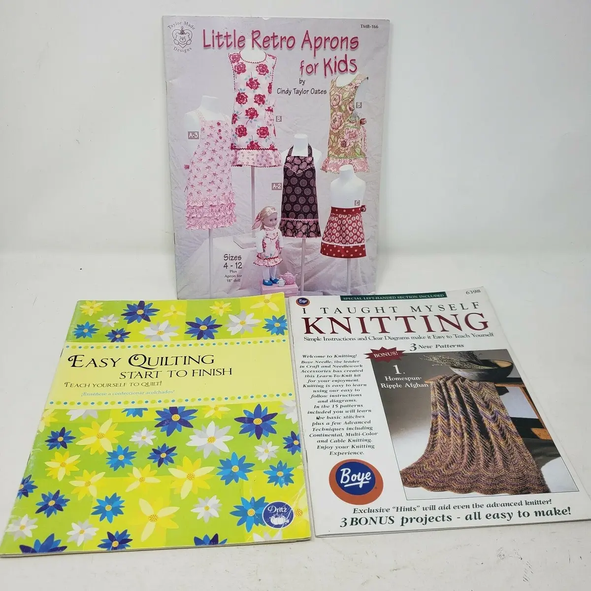Little Retro Aprons For Kids Easy Quilting I Taught Myself Knitting Books Lot 3 1