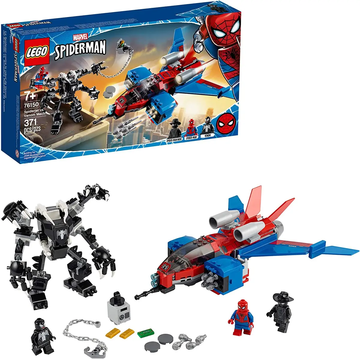 Lego Marvel - Spider-Man - Spiderjet Vs. Venom Mech - Building Toy Set With 3 Minifigures (76150) Low Stock 1