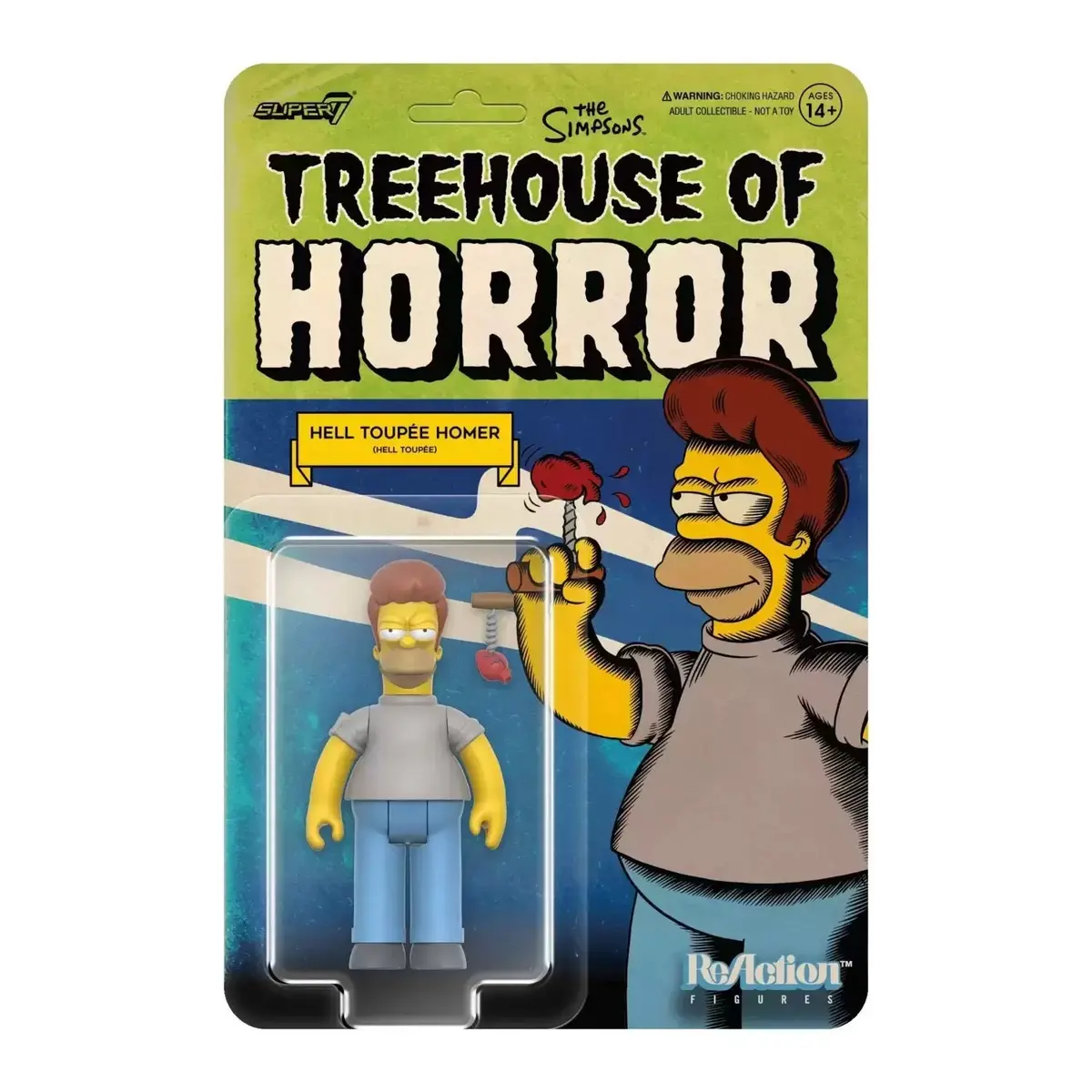Super7 Reaction Figures The Simpsons W4 Treehouse Of Horror V2 Hell Toupée Homer (Hell Toupée) 83220 Low Stock 1