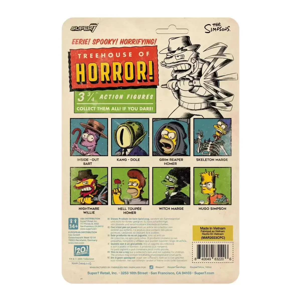 Super7 Reaction Figures The Simpsons W4 Treehouse Of Horror V2 Hell Toupée Homer (Hell Toupée) 83220 Low Stock 2