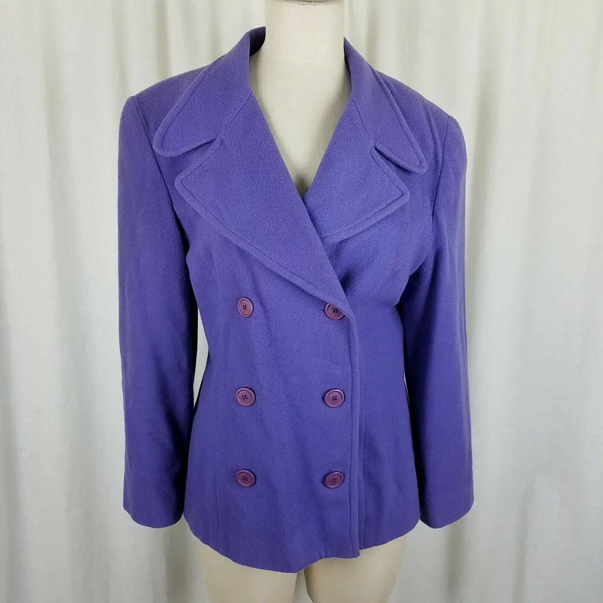 Finity Studio Wool Cashmere Double Breasted Peacoat Jacket Short Coat Womens 12 1