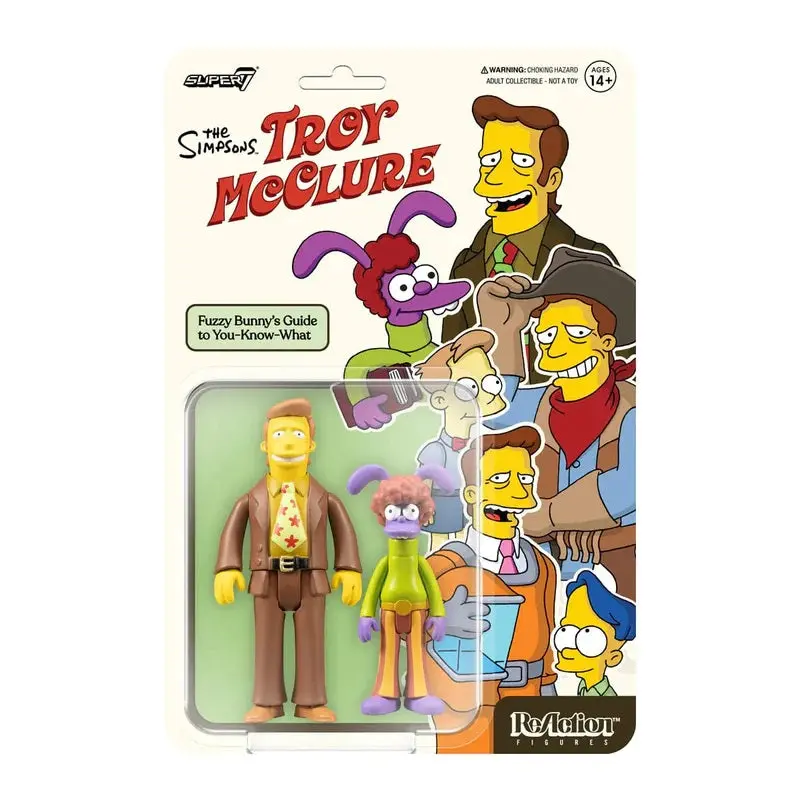 Super7 Reaction Figures - The Simpsons: Troy Mcclure W2 - Fuzzy Bunny'S Guide To You-Know-What 81624 Low Stock 1
