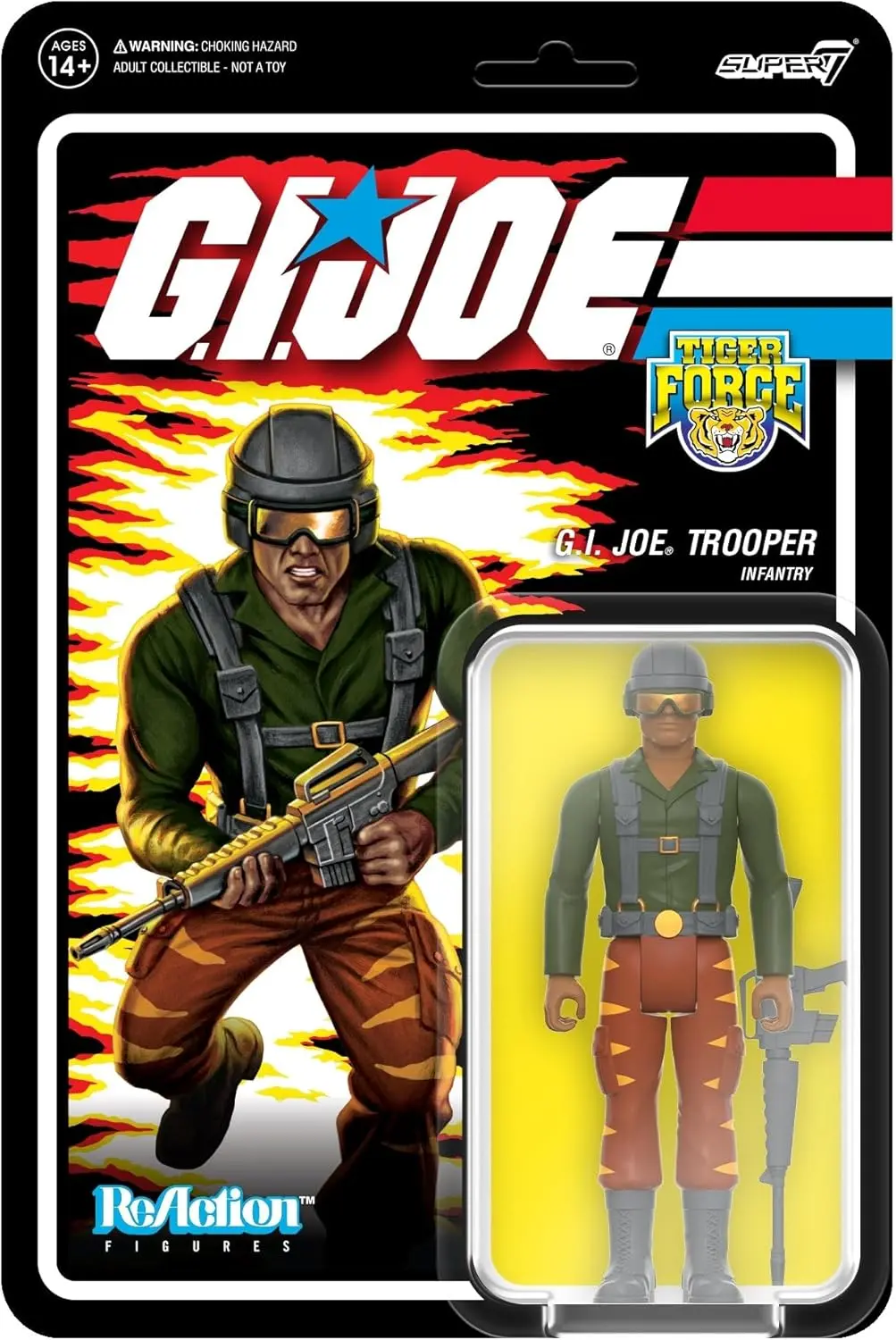 Super7 Reaction Figures G.I. Joe (W6) Tiger Force Trooper Infantry (Greenshirt Goggles Down Brown) 82801 Low Stock 1