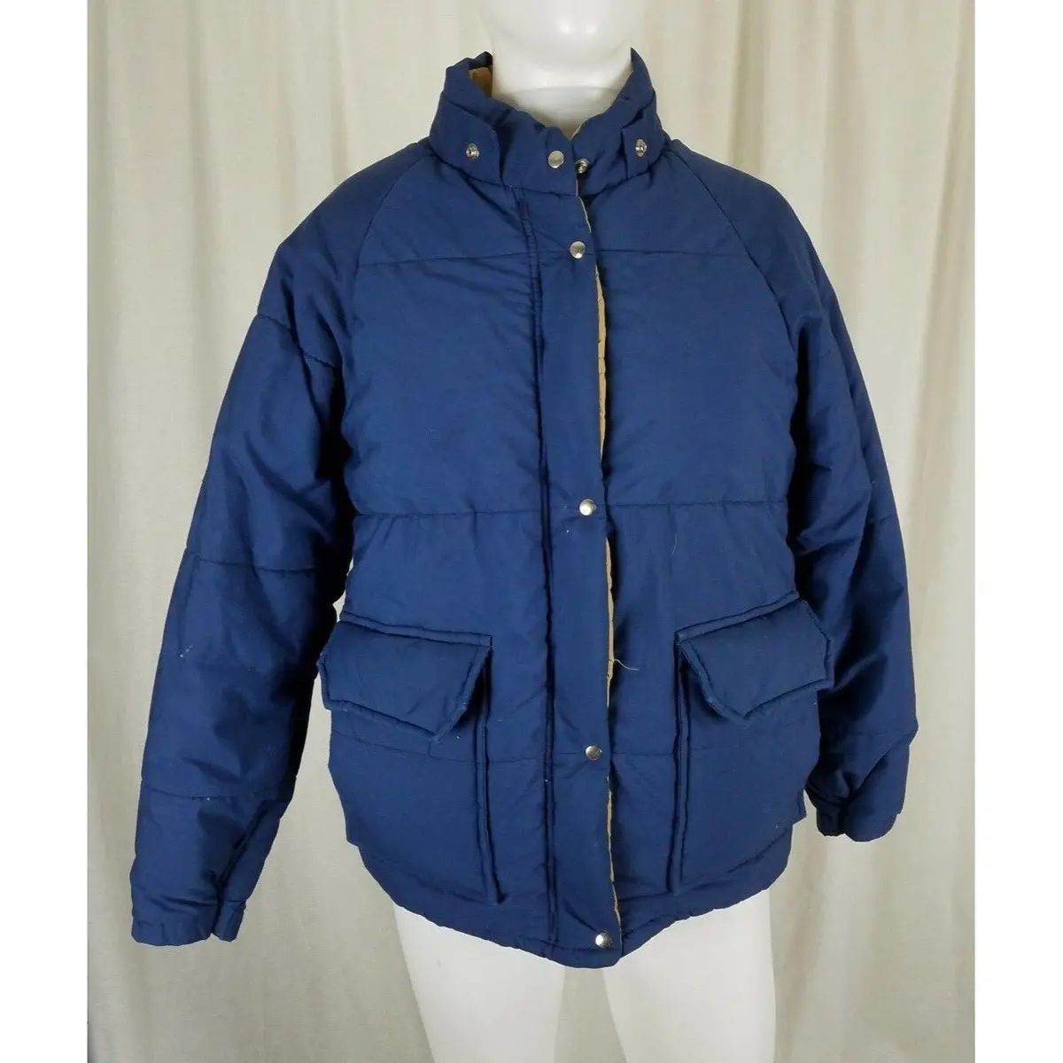 Vintage Ll Bean Winter Puffer Parka Jacket Womens M Navy Blue 60S 70S Rockabilly 1