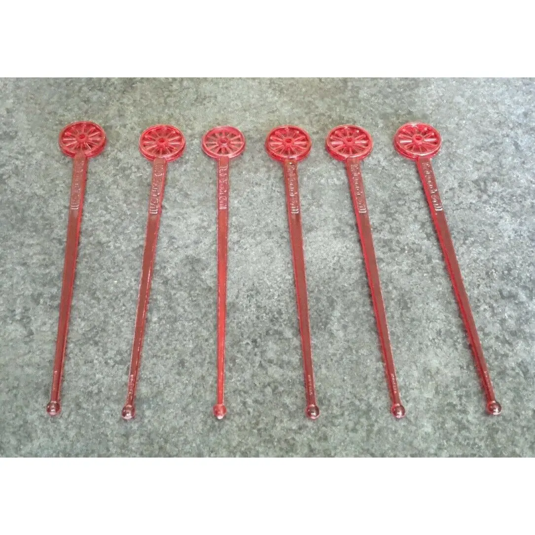 6 Vintage Swizzle Stir Sticks Wagon Wheels Restaurant Alcohol Drink Bar 1