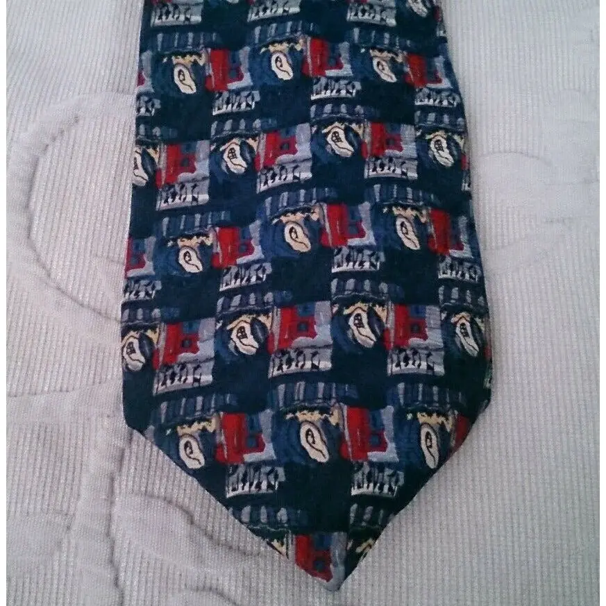 J.Garcia 100% Silk Necktie 3.75" W 60" L Abstract Geometric Blue Red Jerry 62830 1