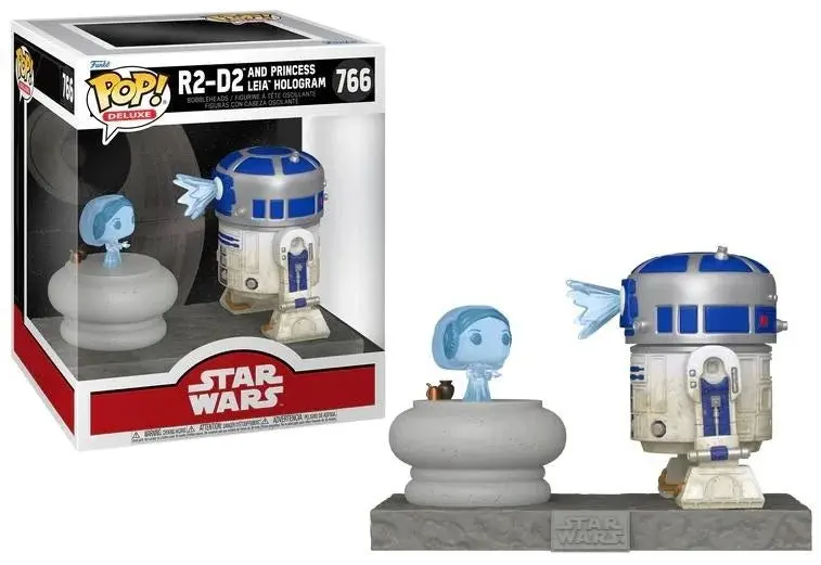 Funko Pop! Deluxe #766 - Star Wars - R2-D2 And Princess Leia Hologram Vinyl Figure (83799) Low Stock 1