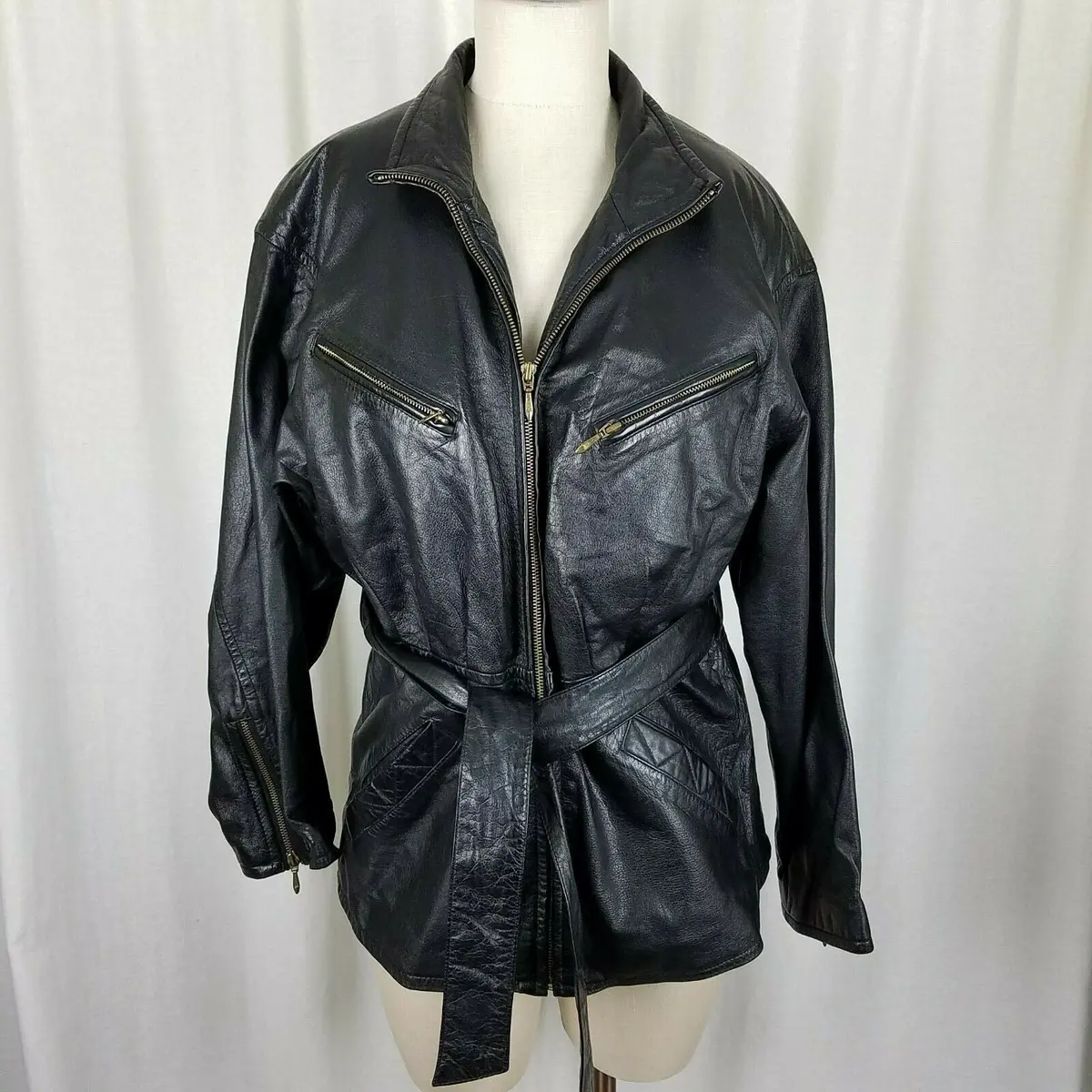 Wilsons Leather Black Belted Thinsulate Insulated Jacket Womens M Zip Out Liner 1