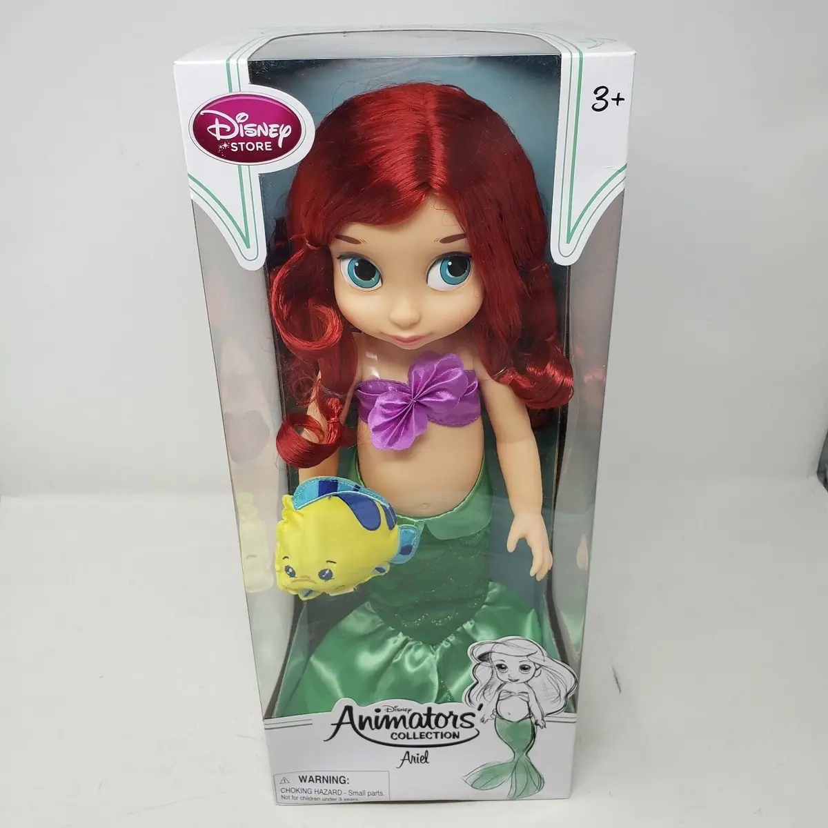 Disney Animator Collection Princess Ariel Toddler Doll + Flounder Little Mermaid 1
