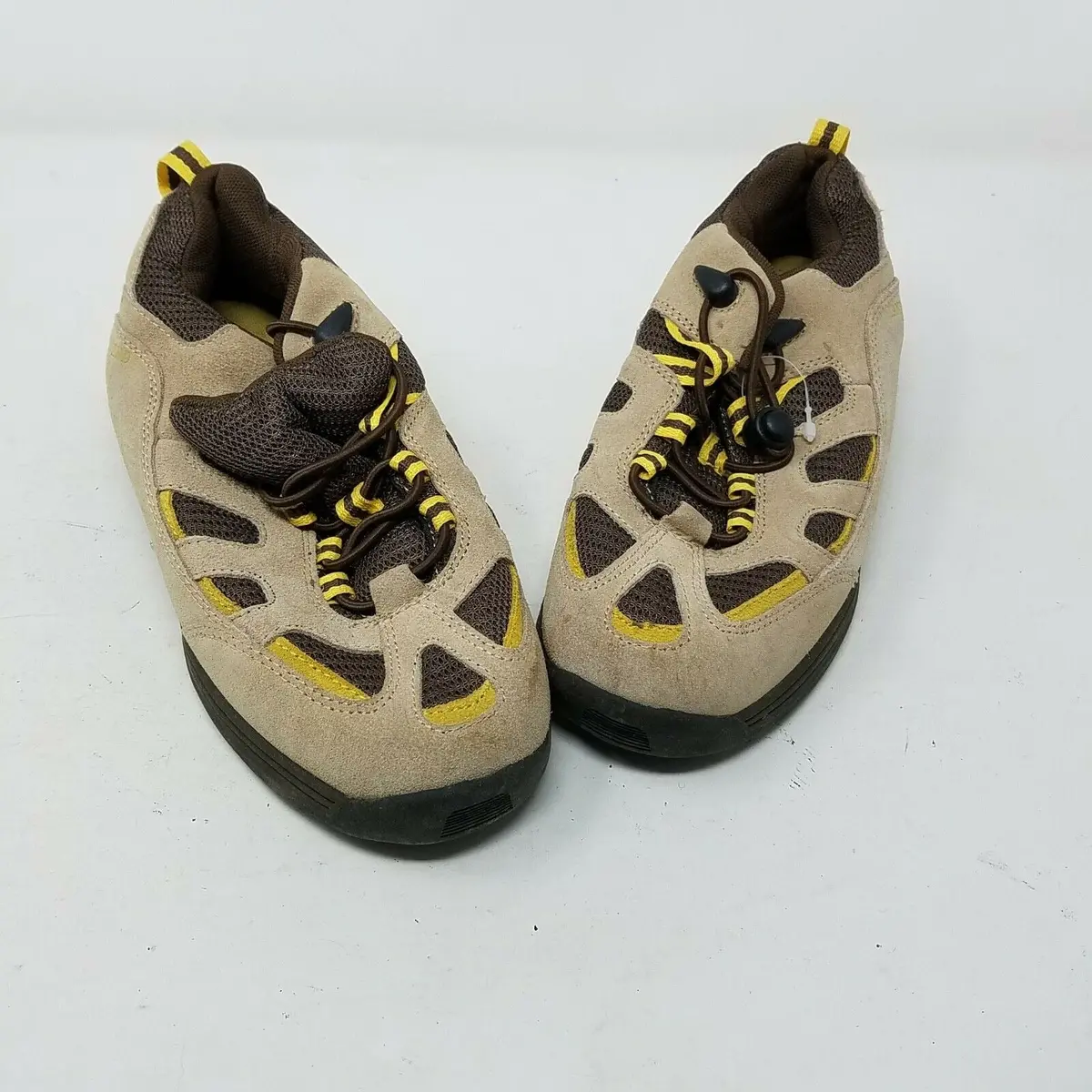 Lands End Boys Leather Hiking Shoes Cinch Up Tie Kids Sz 5Y Shoe Boots Tan Girls 1