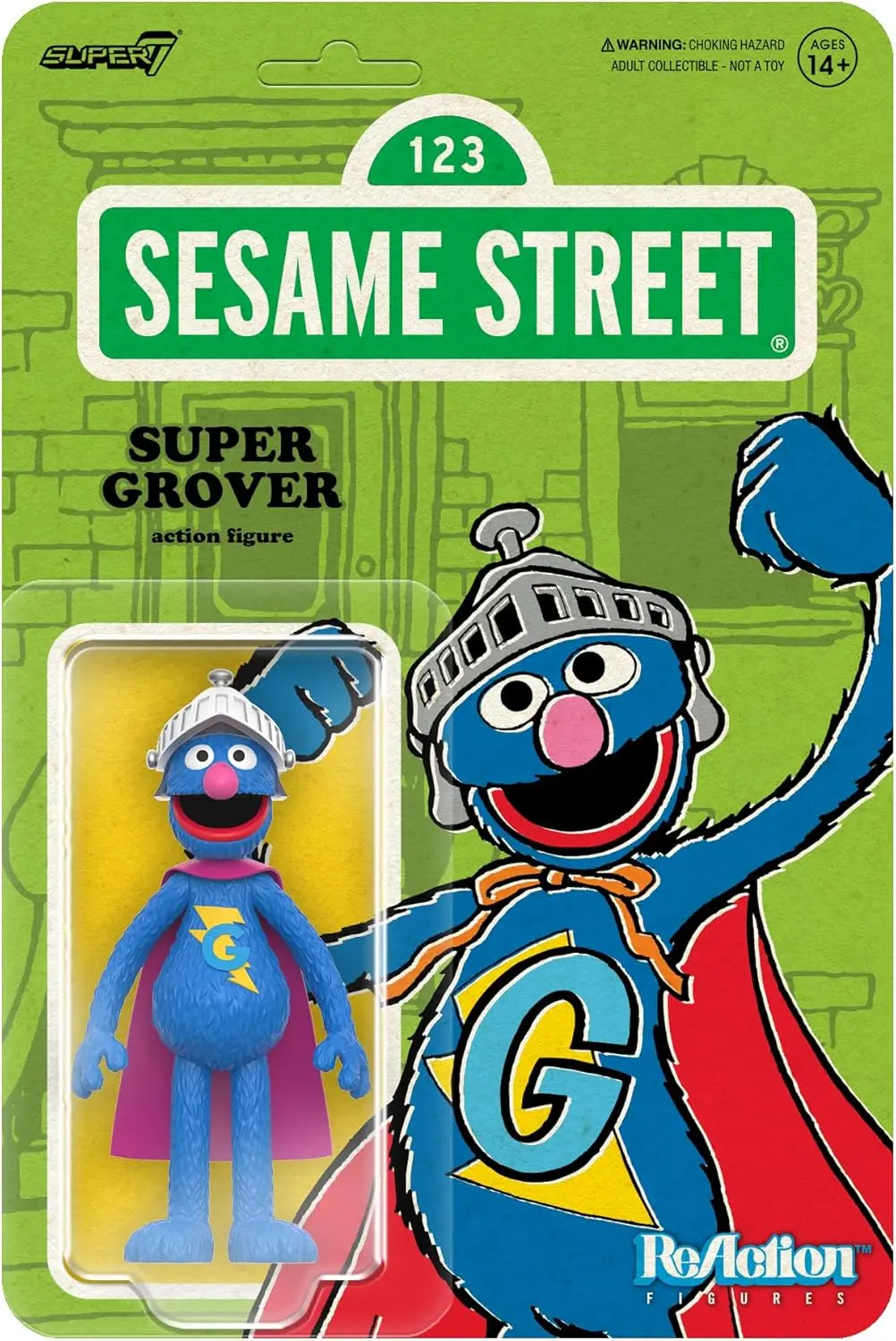 Super7 Reaction Figures - Sesame Street - Wave 3 - Super Grover Action Figure (87857) Low Stock 1