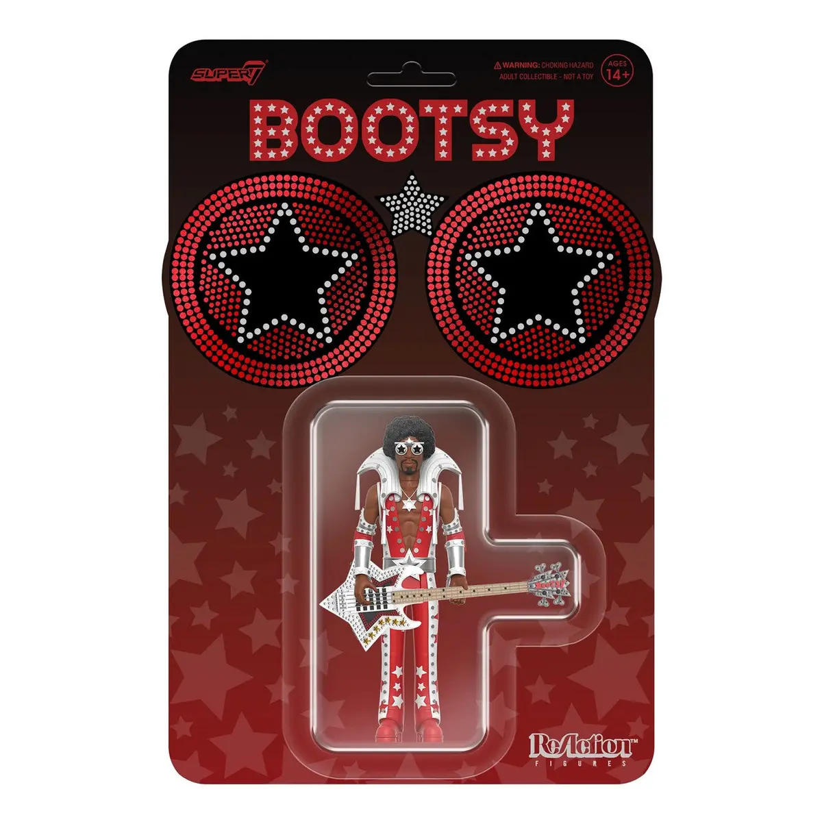 Super7 Reaction Figures - Bootsy Collins W1 (Red & White Jumpsuit) 3.75-Inch Action Figure (82025) Low Stock 1