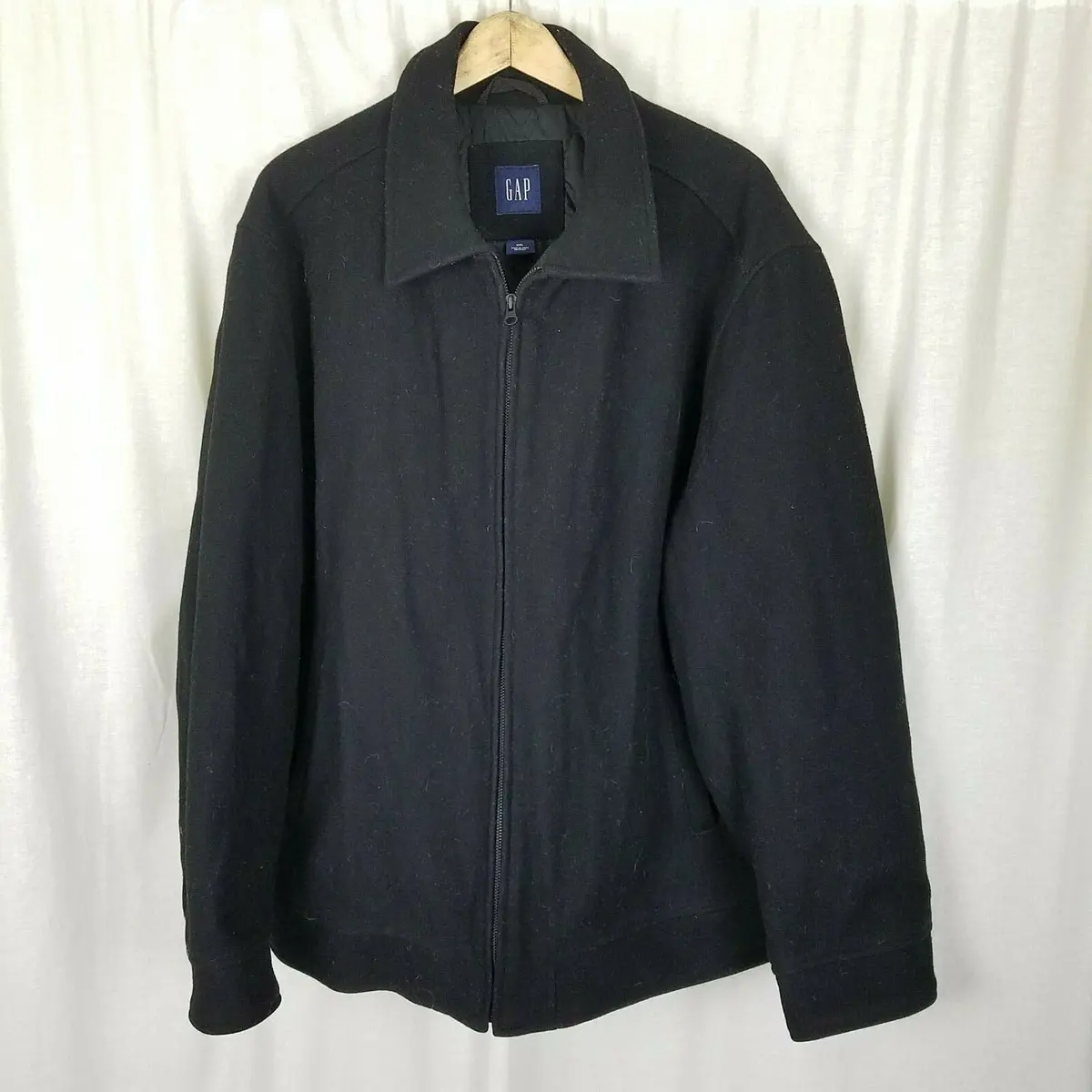 The Gap Wool Blend Quilted Insulated Peacoat Car Coat Jacket Mens Xxl 2Xl Black 1