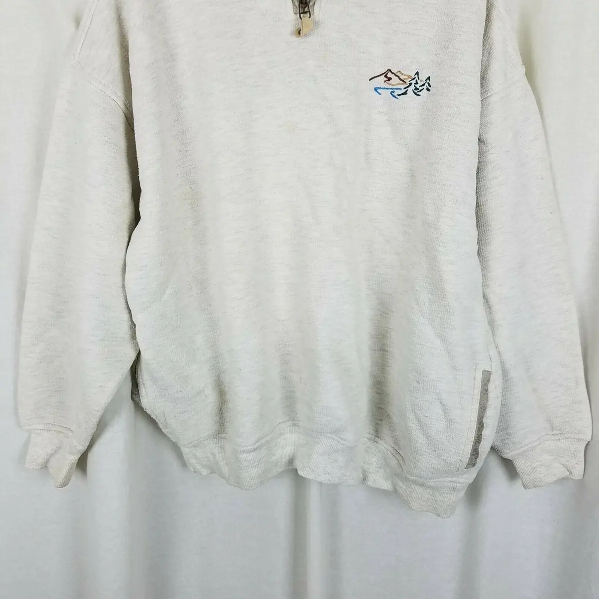 Vintage Habitat Textured Henley Funnel Neck Sweatshirt Jacket Mens Xl Embroidery 2