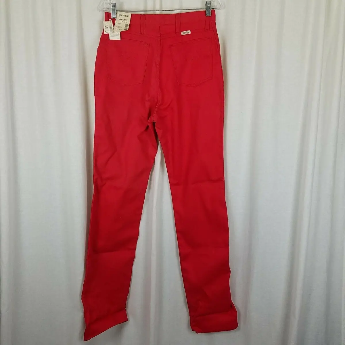 Vintage Sheplers Western Cowboy Cotton Red Denim Blue Jeans Womens 16 Nwt Usa 1