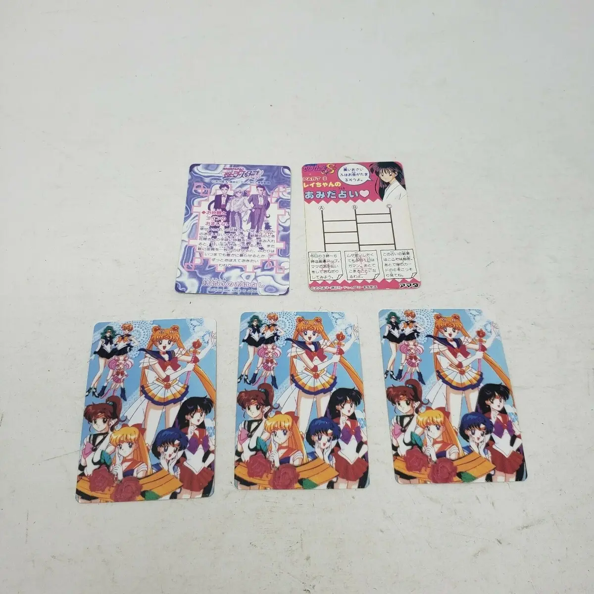Sailor Moon Lot Of 5 Japanese Prism Holo Trading Cards Textured Thick Men Man 2
