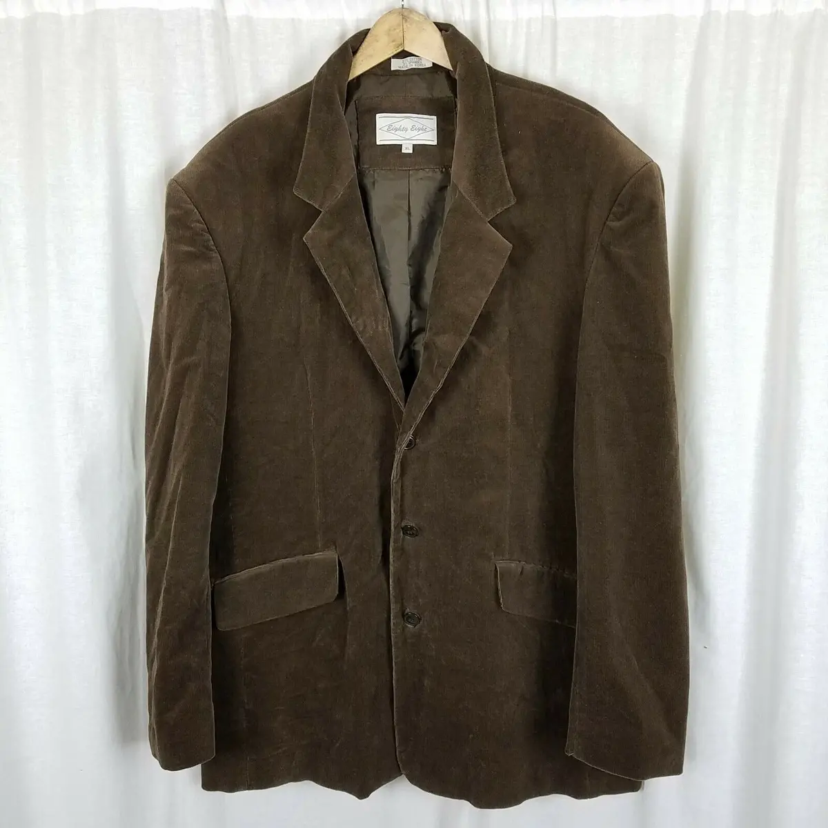Vintage Eighty Eight Chocolate Brown Corduroy Sport Coat Blazer Jacket Mens Xl 1