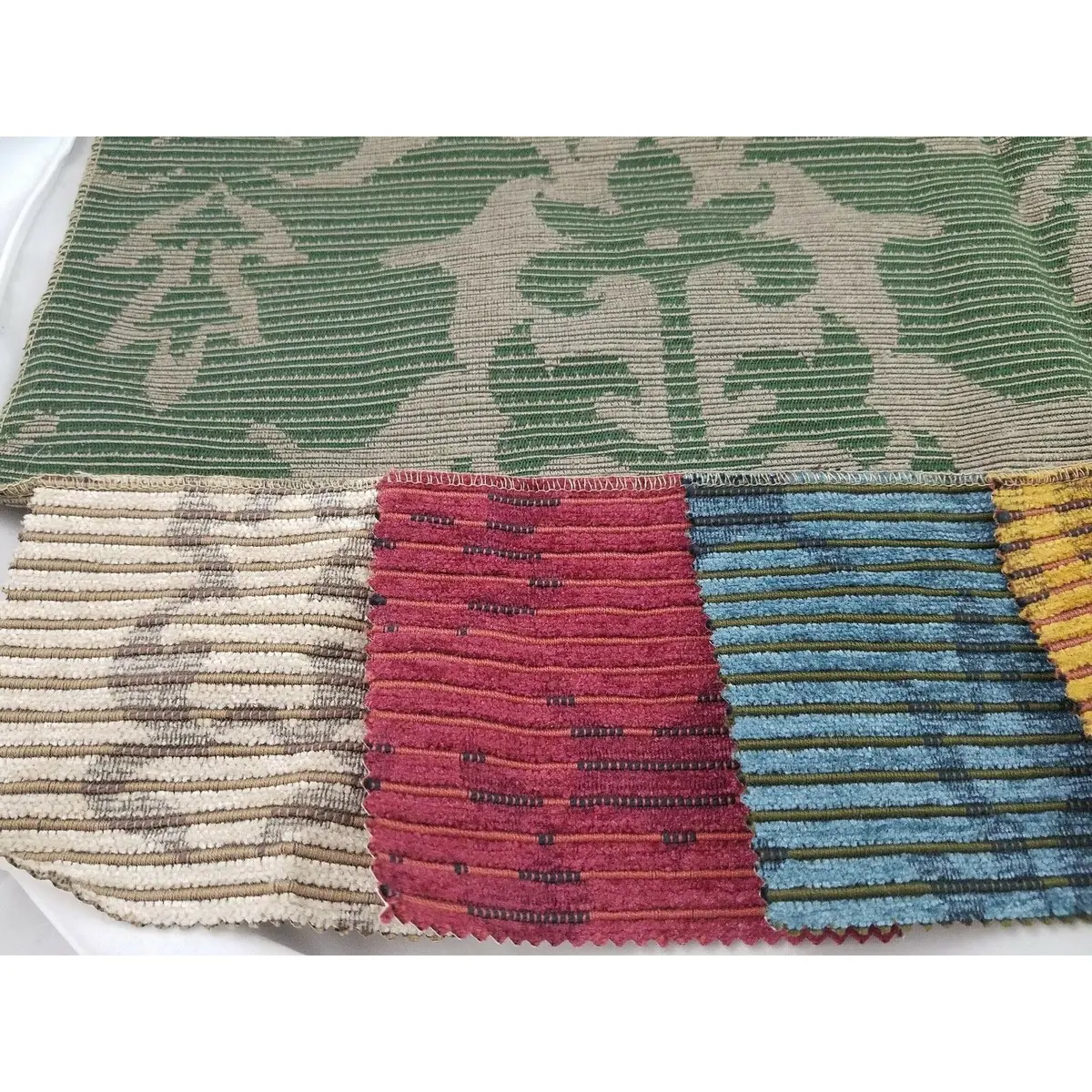 Brunschwig & Fils Ribbed Brocade Woven Silk Chenille Furniture Fabric Samples 6 2