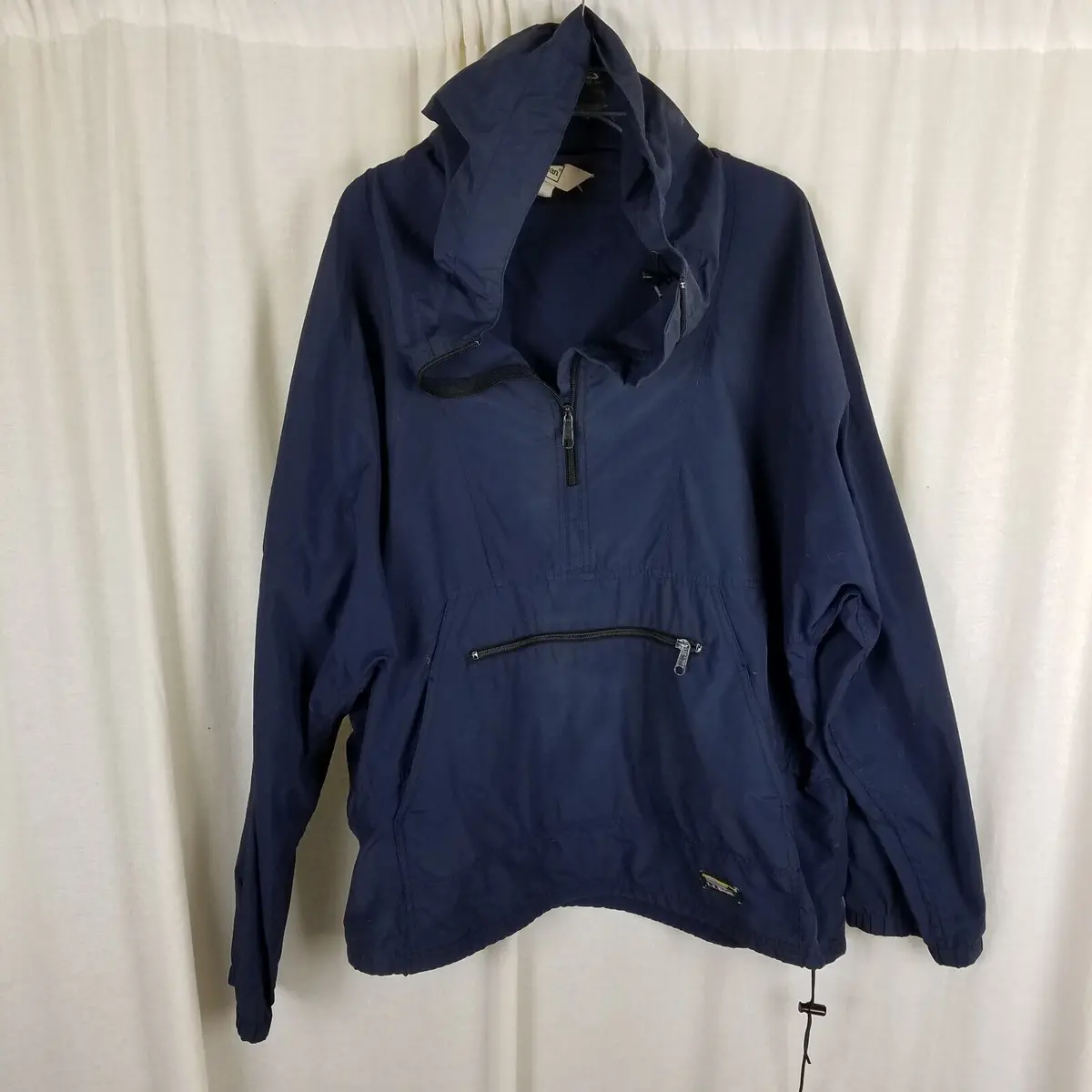 Vintage Ll Bean Hooded Anorak Navy Blue Pullover Jacket Windbreaker Mens Xl Usa 1