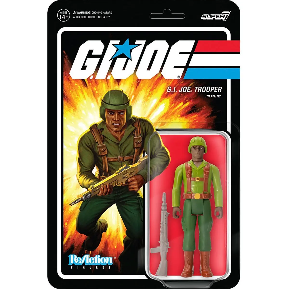 Super7 Reaction Figures - G.I. Joe Wave 1 - G.I. Joe Trooper Infantry Greenshirt, Brown Figure 81393 Last One! 1