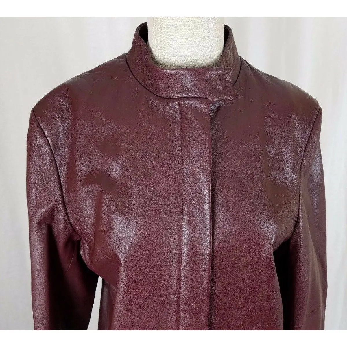 Vintage Fairbrooke Red 100% Lamb Leather Placket Front Moto Jacket Womens 12 2