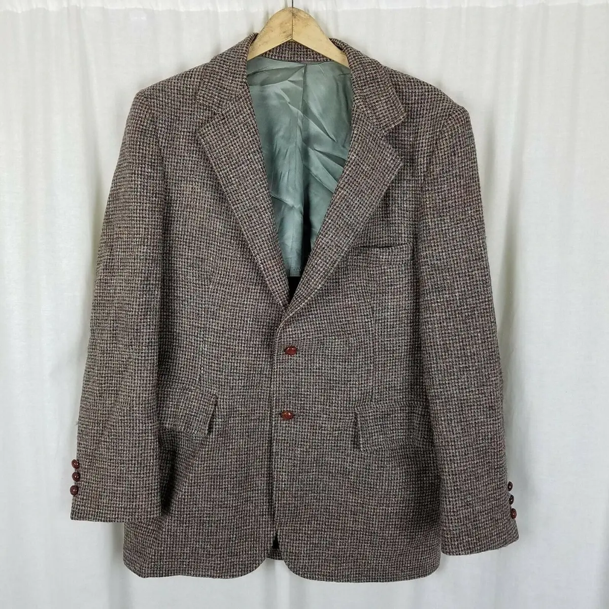 Vintage Harris Tweed Bartleigh Blazer Brown Check Wool Sport Coat Jacket Mens 43 1