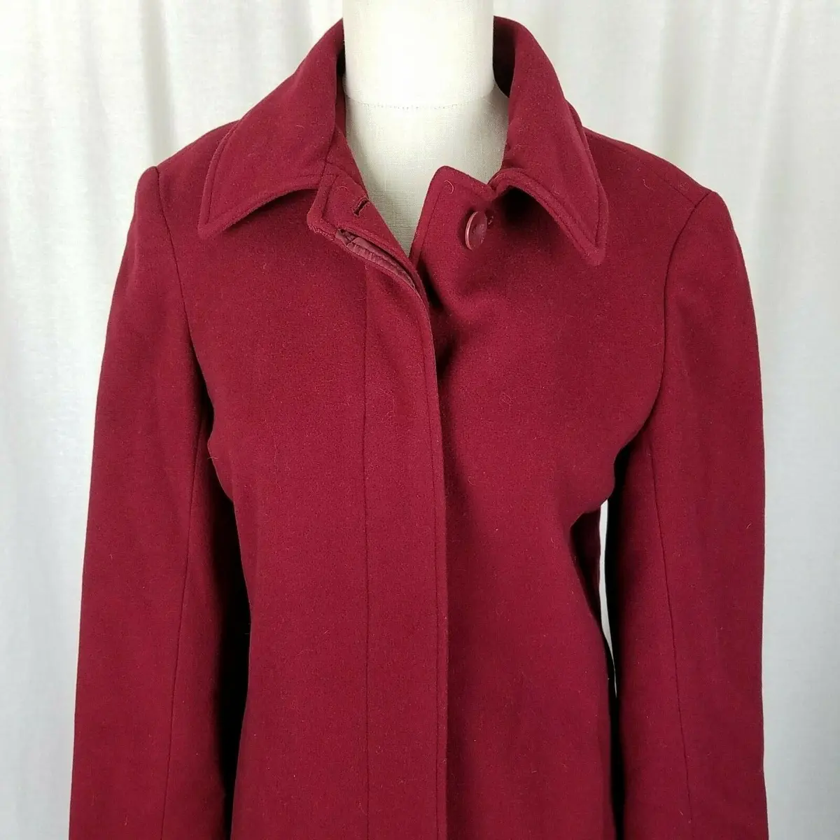 Eddie Bauer Wool Cashmere Walking Car Coat Peacoat Womens S Vintage Brick Red 2
