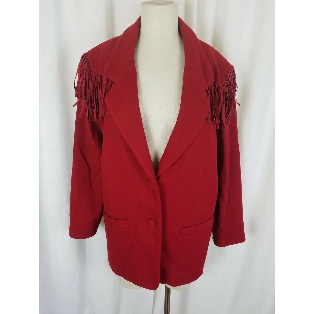 New Frontier Blazer Jacket Red Fringe Western Cowboy Rockabilly Womens M 80S 90S 1