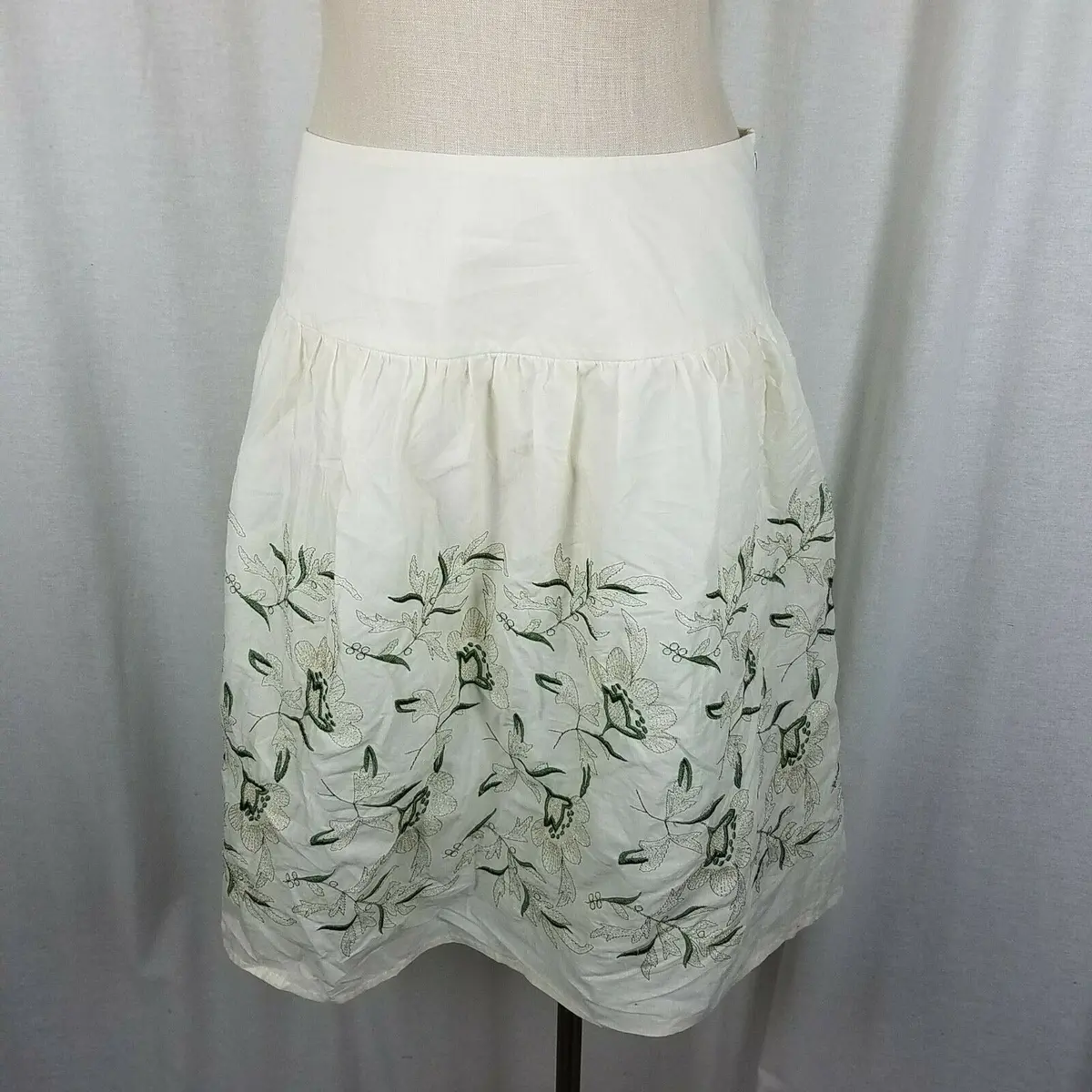 Tabitha Anthropology Lightweight Summer Floral Embroidered Twirl Skirt Womens 10 1