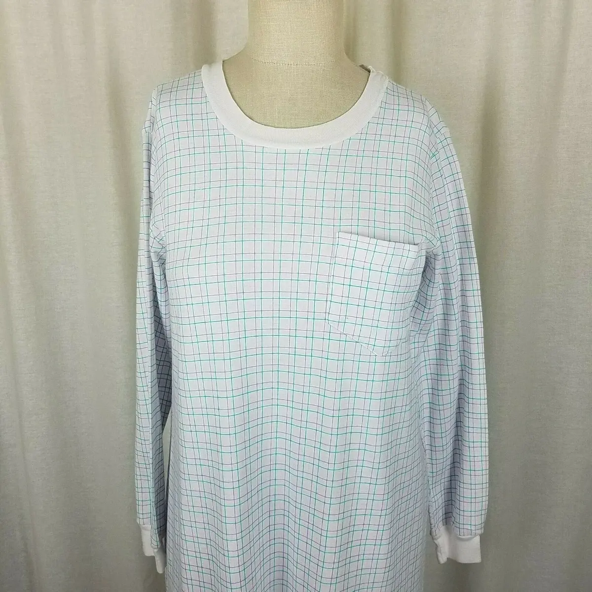 Vintage J Christopher Eagles Eye Tshirt Plaid Flannel Nightgown Nightie Womens S 2