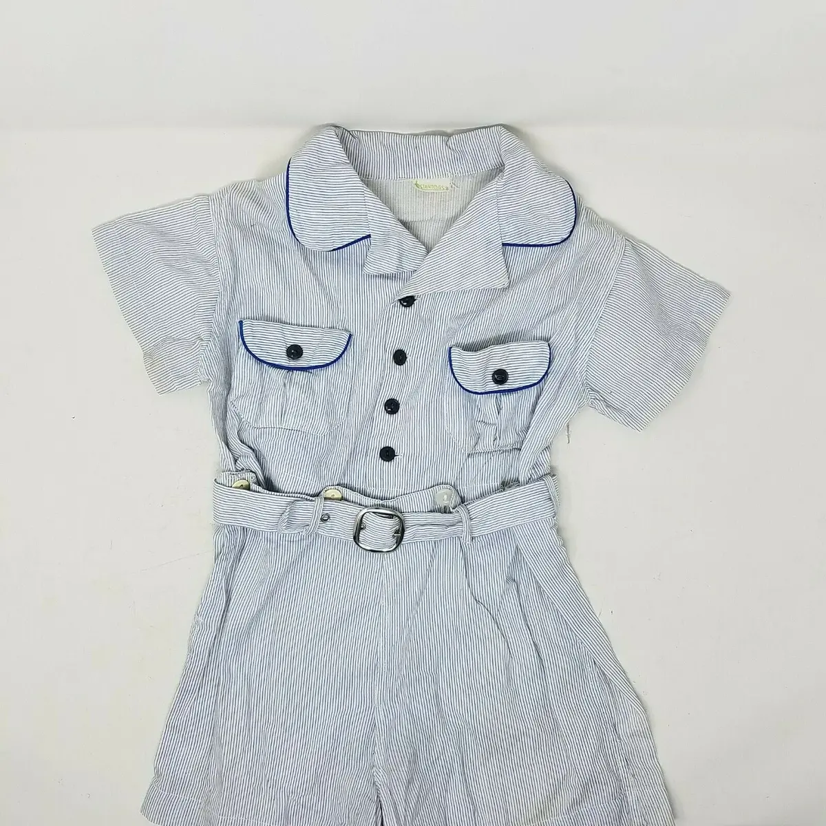 Vintage Stantogs One-Piece Jumper Playsuit Romper Suit Baby Boys 12 M Pinstripes 1