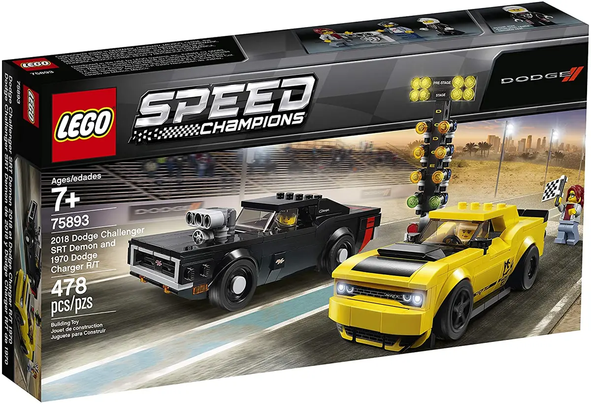 Lego Speed Champions - 2018 Dodge Challenger Srt Demon And 1970 Dodge Charger R/T (75893) Retired Building Toy Last One! 1