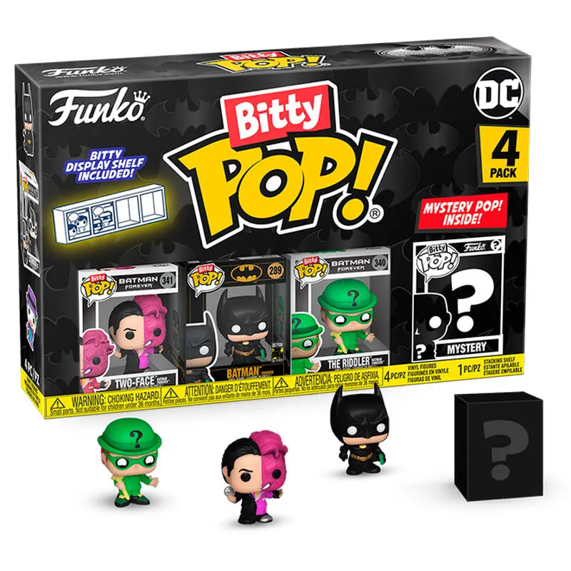Funko Bitty Pop - Batman Forever (1995) 4-Pack - Two-Face, Batman, Riddler & Mystery Figures (81130) Low Stock 1