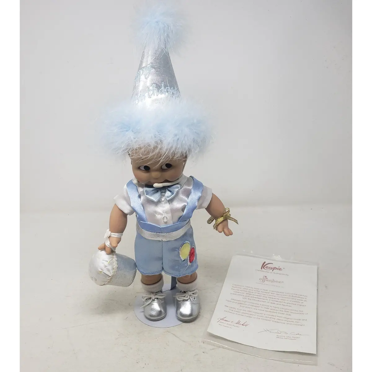 2001 Kewpie Blue Happy Birthday Boy Doll Effenbee 12" Coa Jesco Rose O'neill Qvc 1