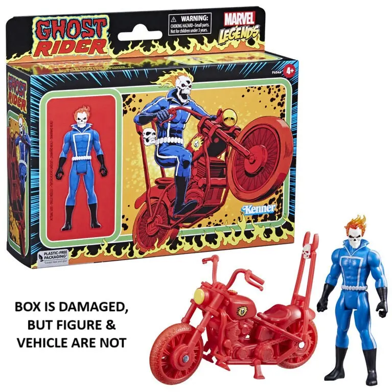 Marvel Legends: Retro - 3.75-Inch Collection - Ghost Rider Figure With Motorcycle (F6544) Damaged Box Low Stock 1