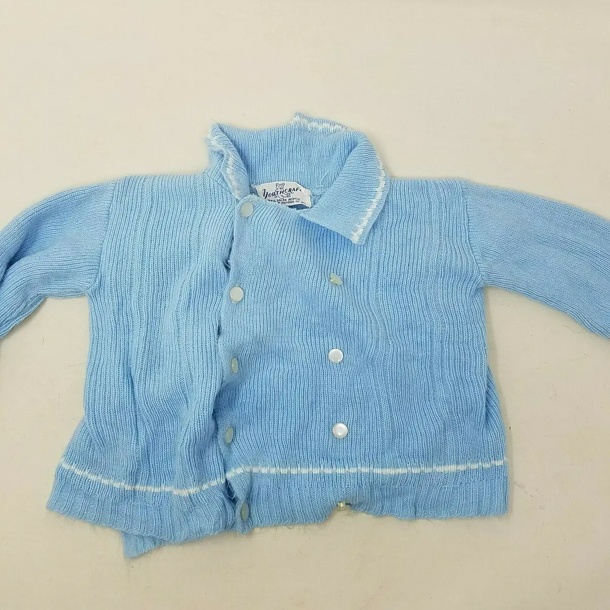 Vintage Youthcraft Double Breasted Collared Knit Cardigan Sweater Baby Boys 12M 1