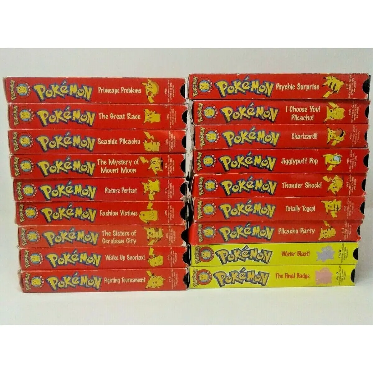 Pokemon Lot Of 15 Vhs Tapes Pikachu Meowth Snorlax Pioneer Tv Episodes Movie 1