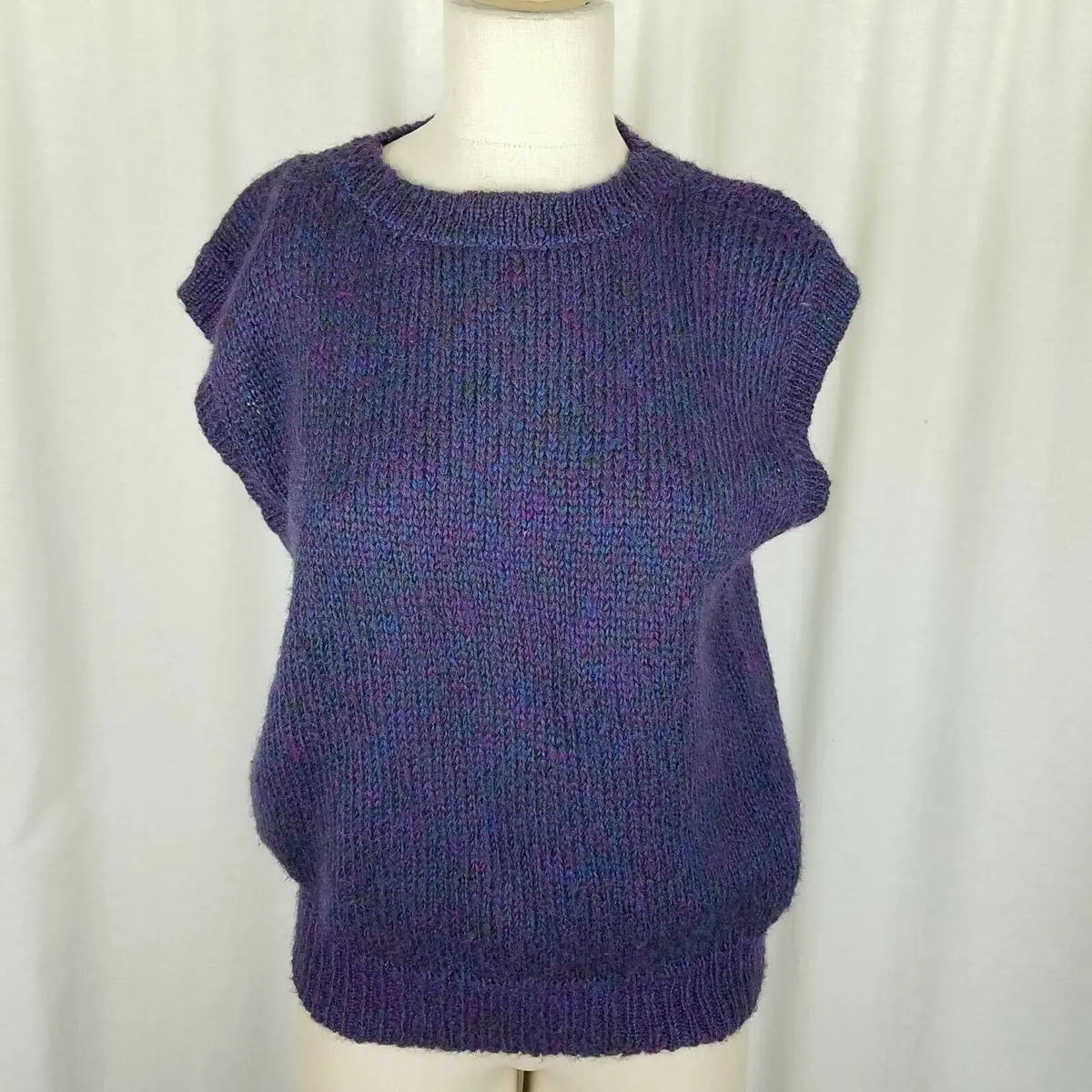 Archie Brown & Son Bermuda Mottled Wool Sweater Vest Womens 38 M Vintage Purple 1