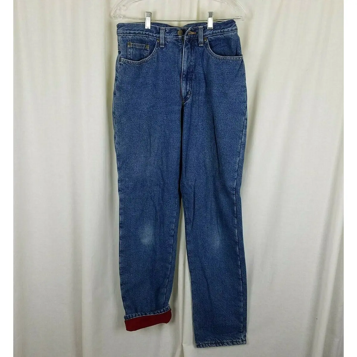 Ll Bean Double L Relaxed Fit Fleece Lined Denim Blue Jeans Womens 10T Insulated 1
