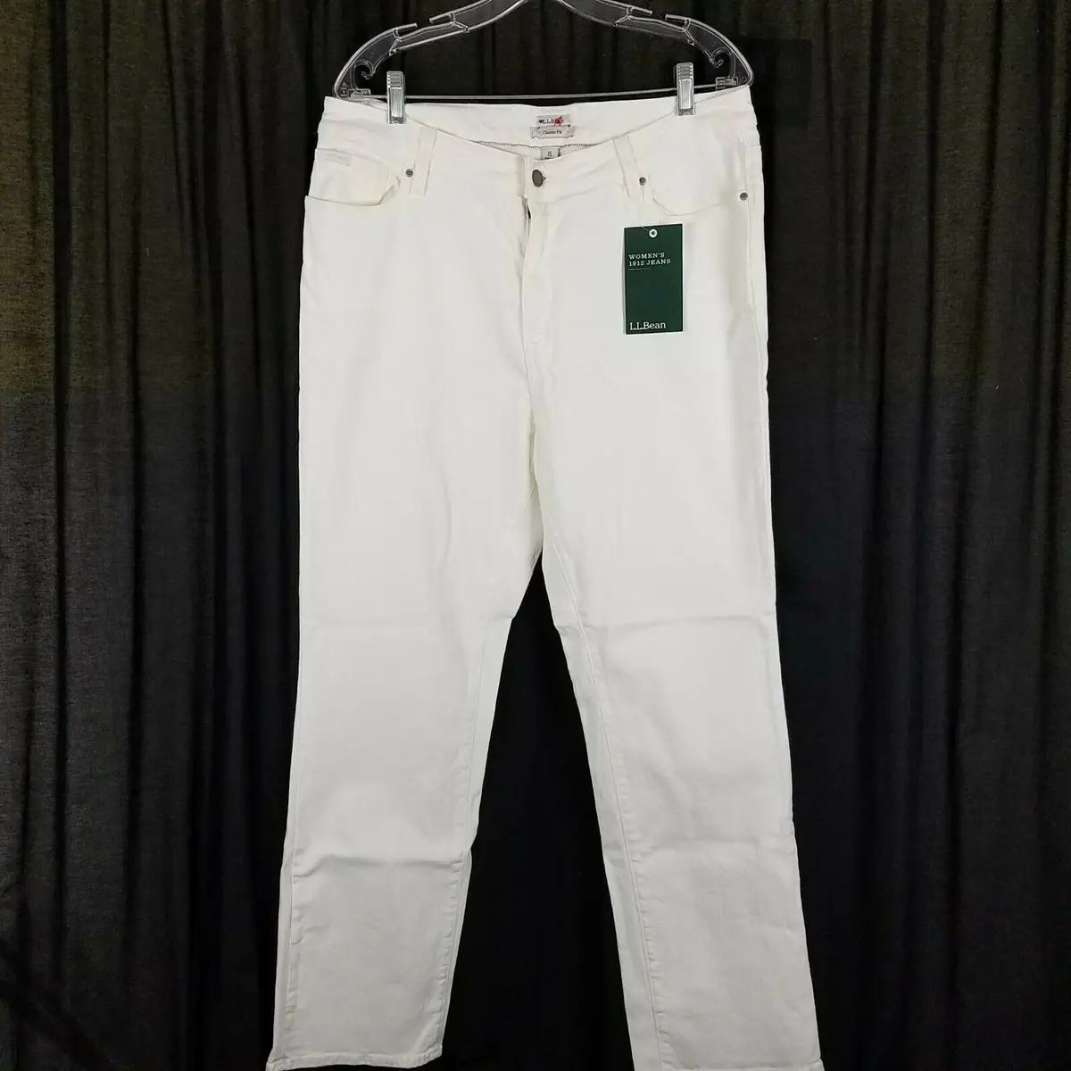 Ll Bean 1912 Classic Fit White Denim Jeans Womens 16 Nwt American Made Fabric 1