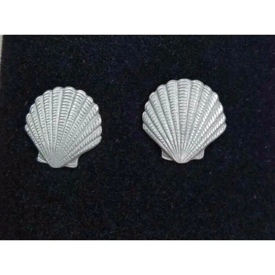 Sea Shell Earrings Pewter Made In The Usa Beach Ocean Nautical Silver Metal 1