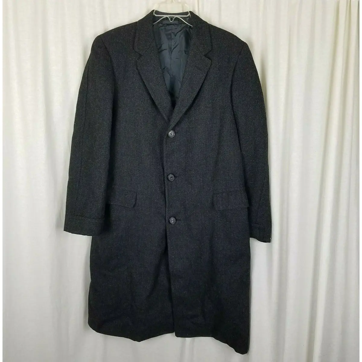 Roger Brooks Heritage Cheviot Herringbone Tweed Wool Peacoat Mens L Vintage Coat 1