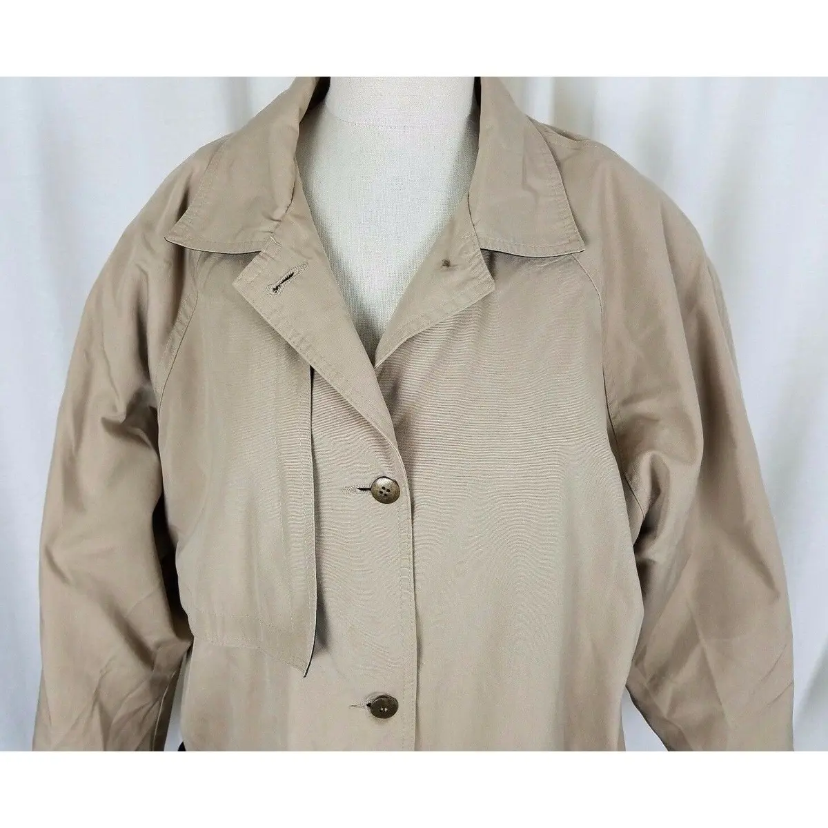 Vintage Sbii Bitterman Plaid Blanket Lined Knaki 80S 90S Trench Coat Womens 14 2