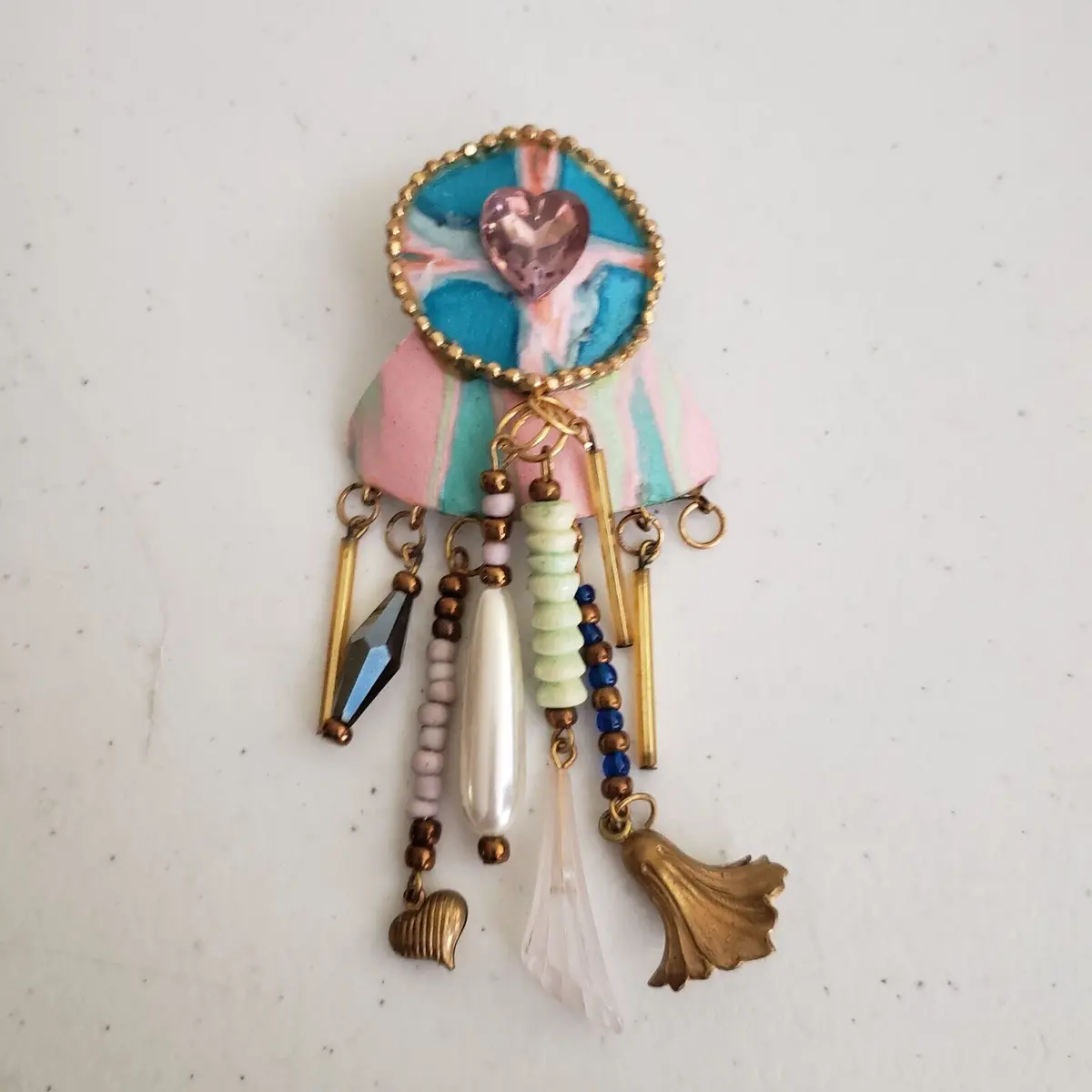 Vintage Fogg Abstract Dream Catcher Single Earrings Statement Pin Brooch Jewelry 1