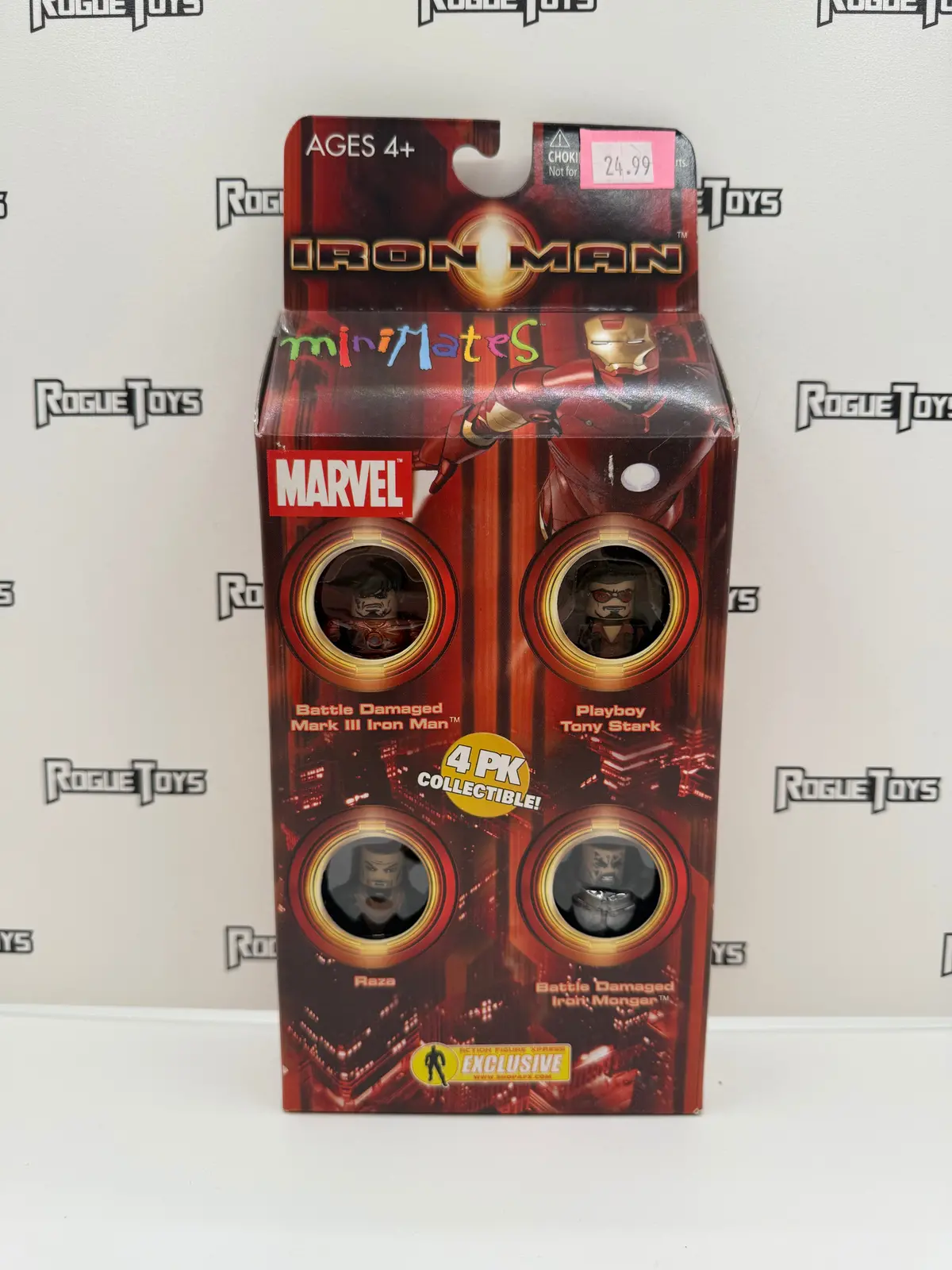 Diamond Select Toys Marvel Minimates Iron Man Battle Damaged Mark Iii Iron Man / Playboy Tony Stark / Raza / Battle Damaged Iron Monger 4-Pack (Action Figure Xpress Exclusive) 1