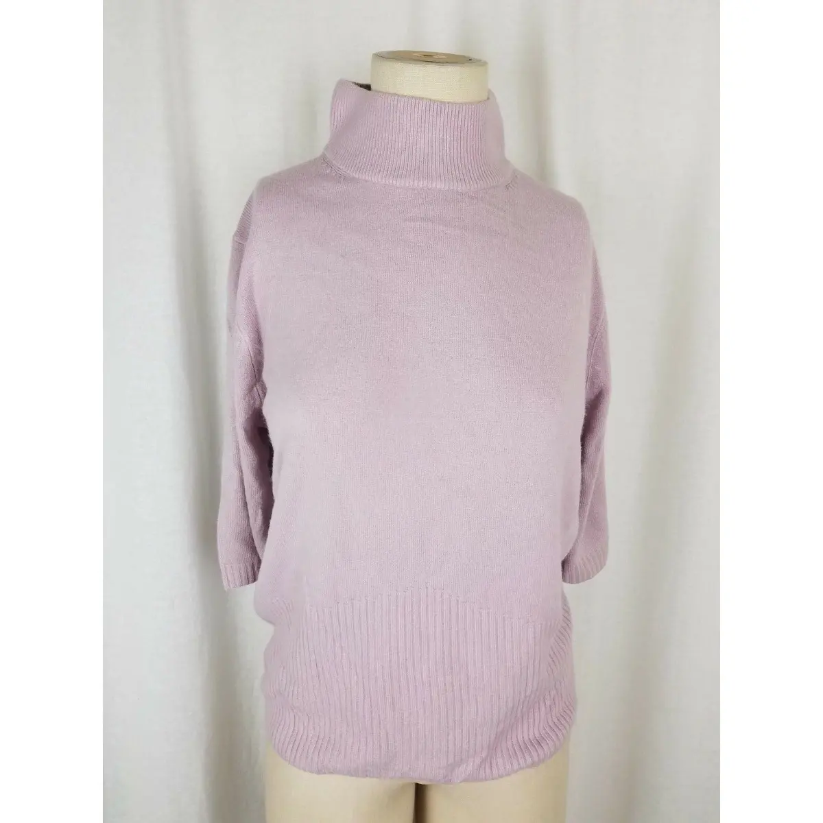 Vintage Short Sleeve Mock Turtleneck Knit Sweater Womens L Twinset Look Shell 1