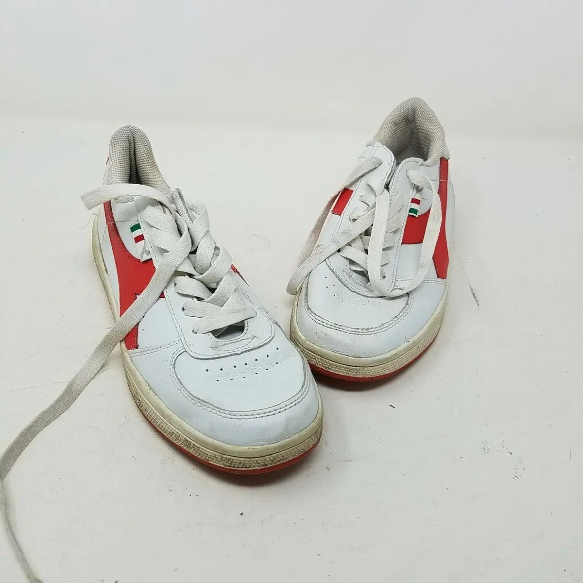 Diadora Mi Basket Low Leather White & Red Athletic Shoes Sneakers Mens 5 Italian 1